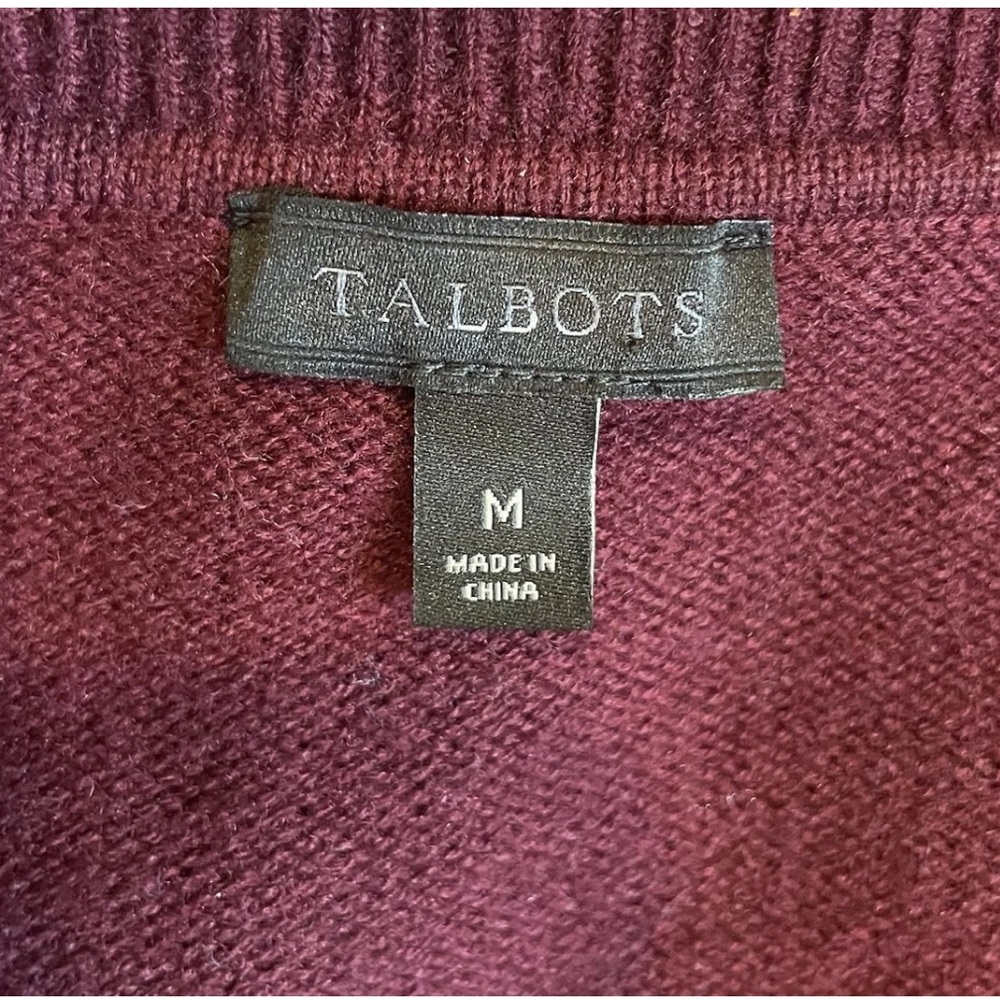 Talbots Fair Isle Lambswool Blend Beaded Sweater Burgundy Magenta Size Medium - Picture 5 of 7